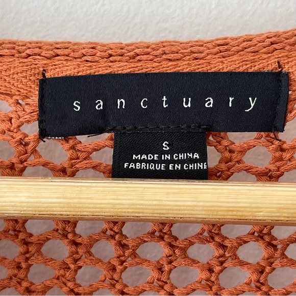 Sanctuary Open Knit Sweater Woman’s Small Burnt Orange Long Sleeve - Picture 3 of 8